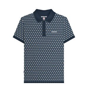 Lambretta Mens Roundel Geometric Polo Shirt / Navy/Silver